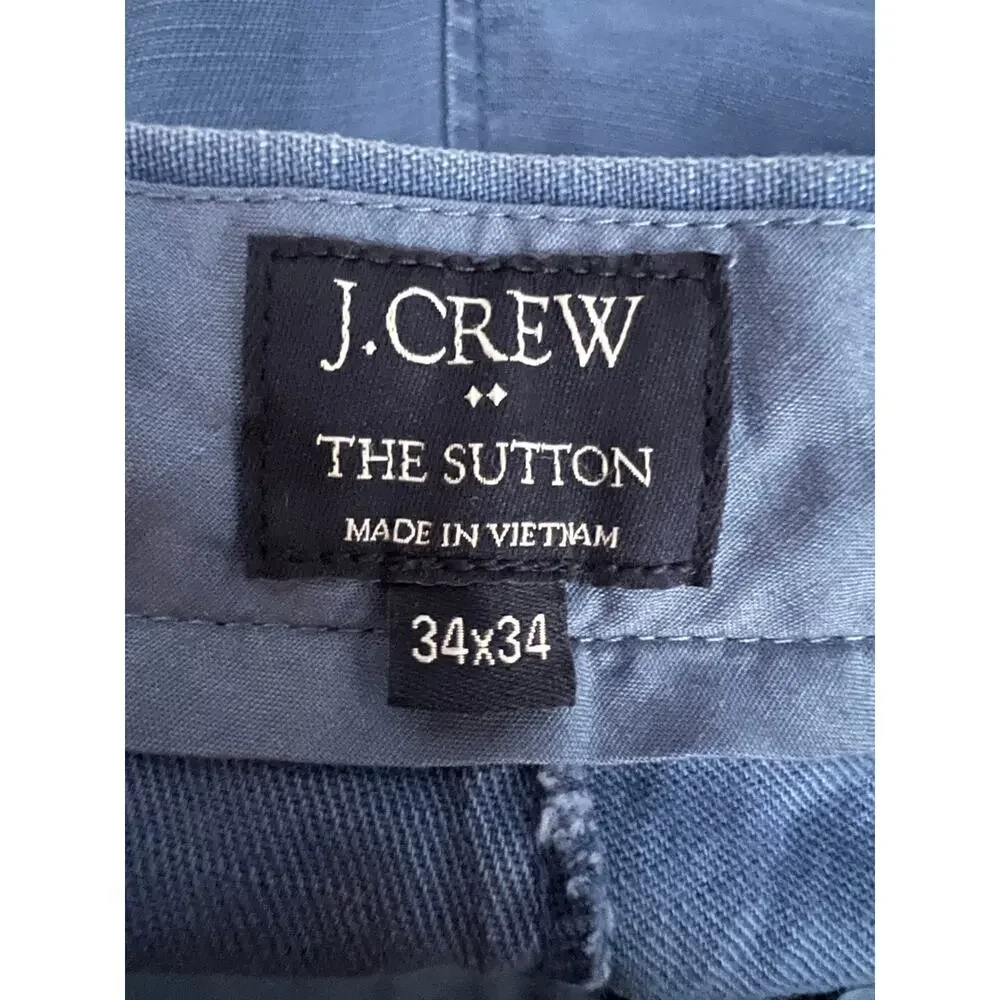 J.Crew Men’s Sutton Slim Fit Chino Casual Pants Blue Cotton Twill Size 34x34